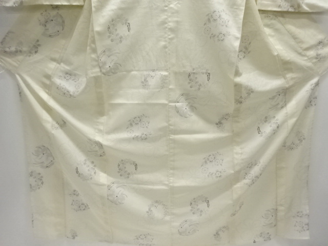  絽草花模様小紋着物